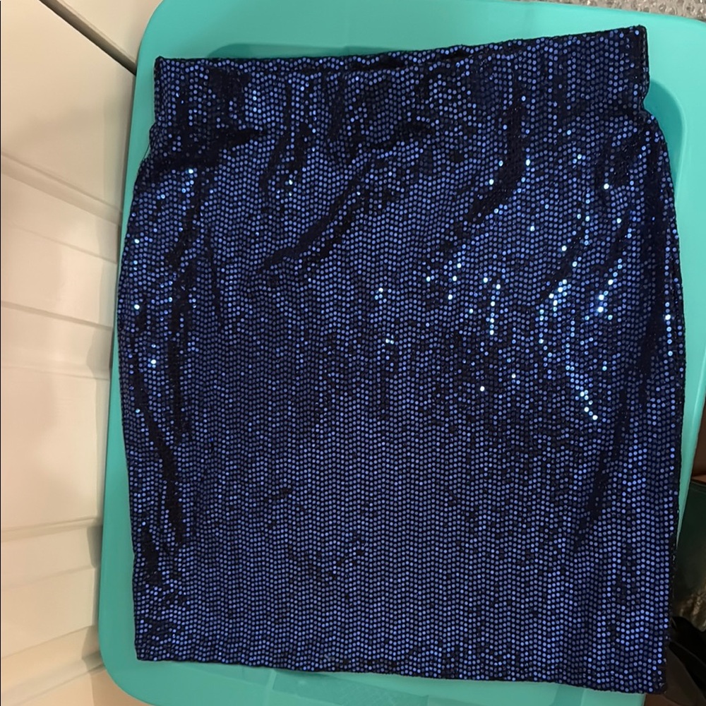 Timing Blue Sequin Mini Pencil Skirt
